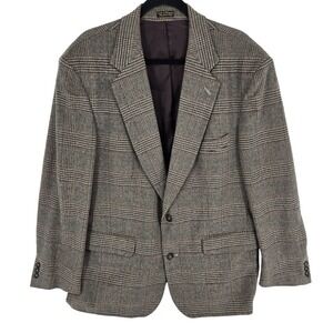 Roberto Vasalli Blazer Sport Coat Mens‎ 46R Brown Glen Plaid Camel Hair Blend